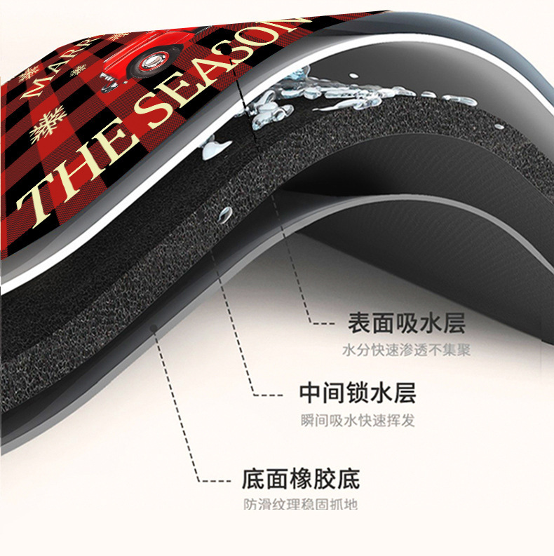 Cross-Border Amazon Christmas Truck Bathroom Toilet Diatom Mud Absorbent Non-Slip Floor Mat Stain-Resistant Entrance Door Mat