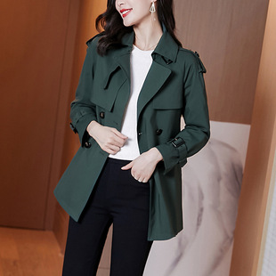 Small mid-length windbreaker coat women's spring and autumn 2024 new lace-up waist slimming high-end fashion temperament