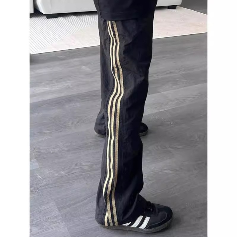 Three-Stripe Casual Pants Men's Summer Youth Soft Shell Hiking Pants High-Waisted Hiking Sports Straight Pants