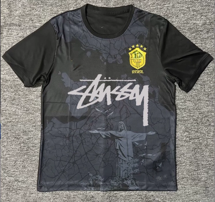Футболка Stussy Stussy с подписью, Аргентина, Интер, Бразилия, Италия, Фламенго, короткие рукава