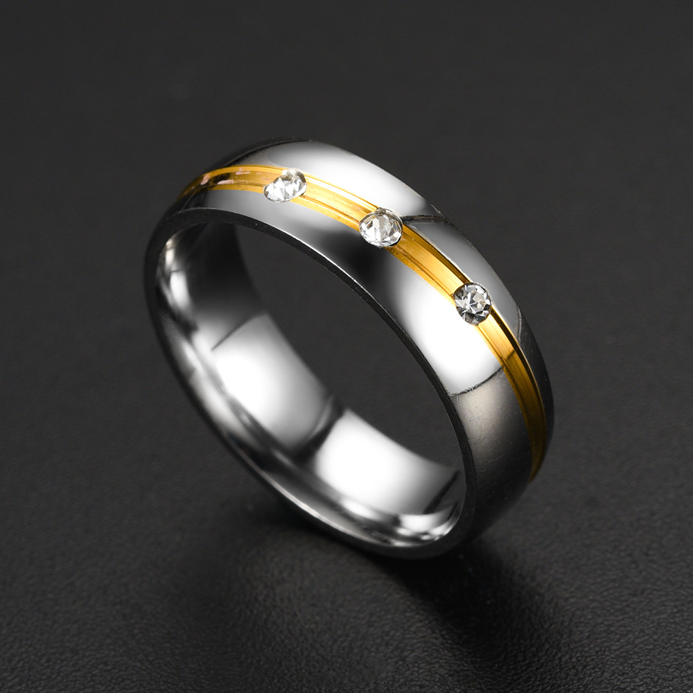 New Fashion Geometric Inlaid Zircon Stainless Steel Ring Wholesale Nihaojewelry display picture 6