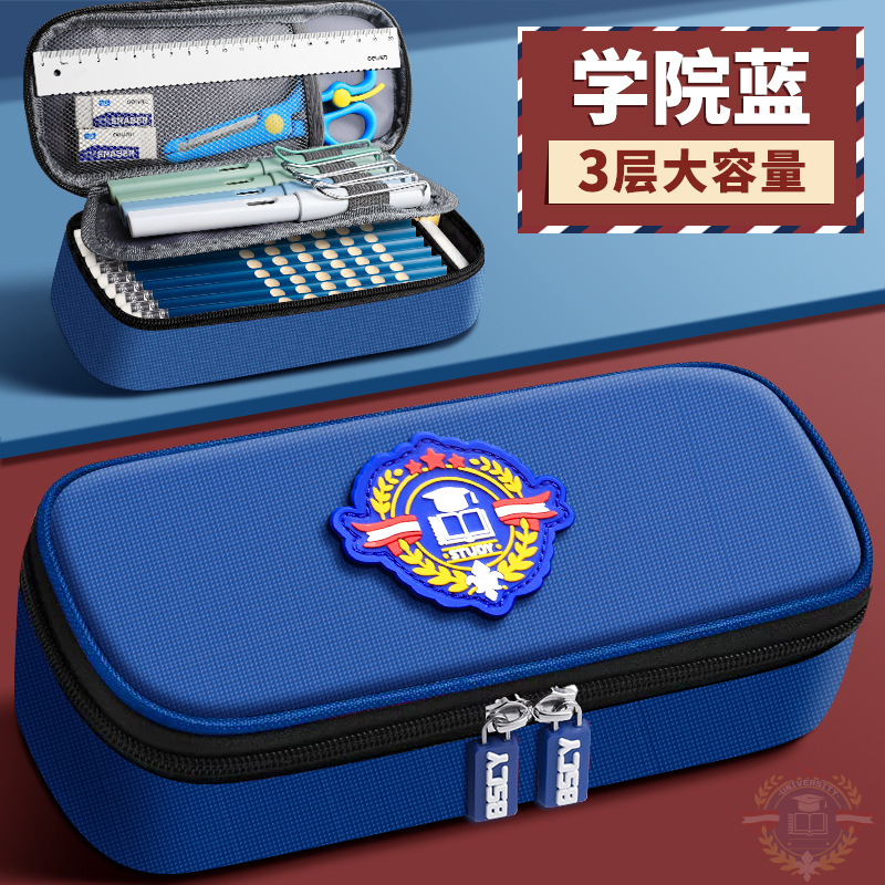 Bolsa de bolígrafo británica de gran capacidad para niños, caja de papelería para estudiantes, bolsa de papelería para niñas, lienzo francés, primer grado