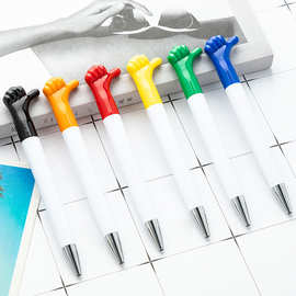 新款卡通手势造型圆珠笔塑料旋动拇指笔可印刷logo广告促销宣传笔