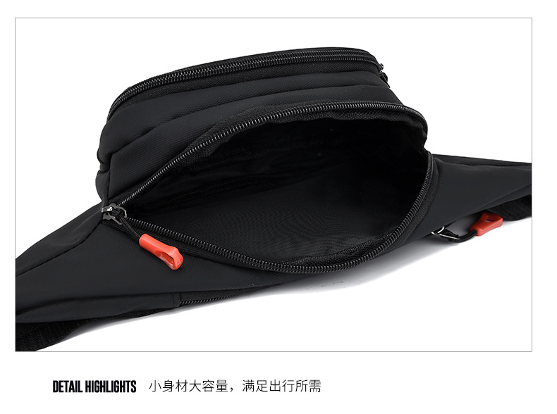 New leather waterproof waist bag for men, casual, simple and large-capacity cash register change crossbody bag, retro sporty chest bag undefined
