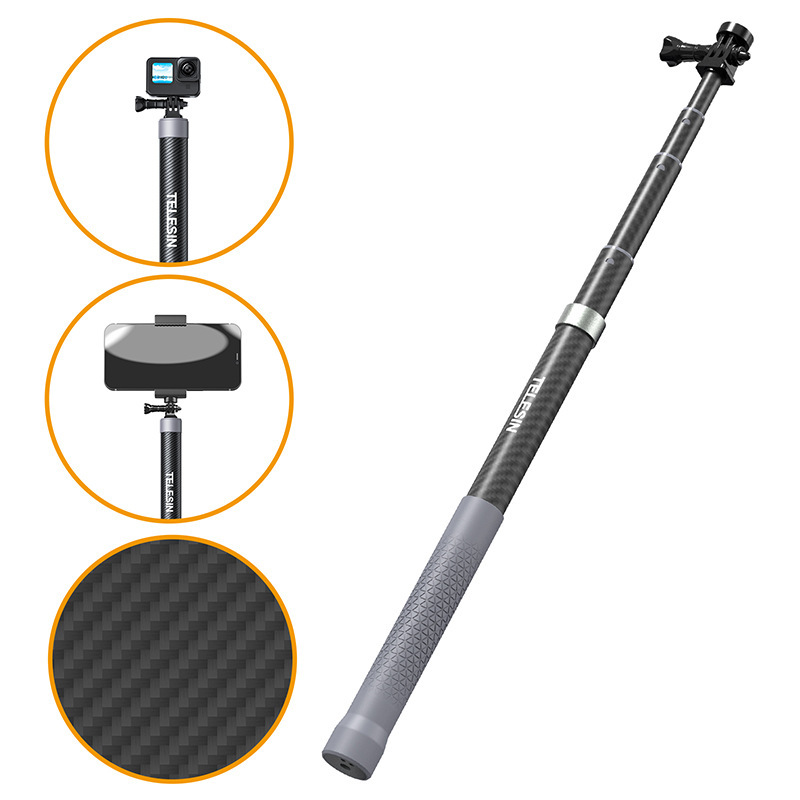 TELESIN 第二世代 1.2m カーボンファイバー自撮り棒は、DJI OSMO360 GOPRO13 に適しています。|undefined
