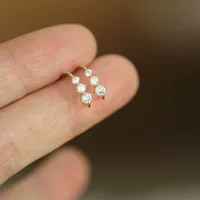 Серьги из чистого золота 9 карат градиент три циркона имитация серьги ощущение повседневности японские и корейские серьги женские