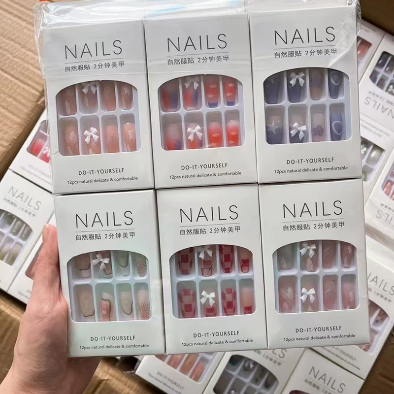 Длинные ногтей наклейки Новый Взрослый водонепроницаемый ногтей патч дети студент алмаз трехмерной носить гвоздь съемный