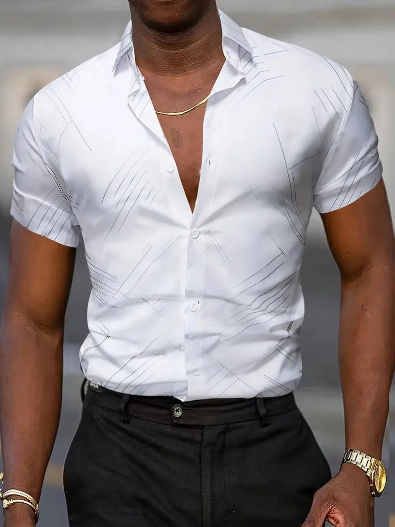 2024 verano nuevo estilo personalidad moda casual todo fósforo fresco y guapo letras camisa de manga corta a rayas MB1