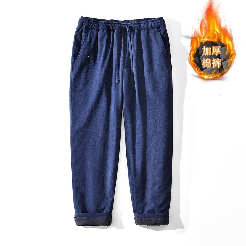 L8247 Thickened Cotton-Padded Casual Pants, Loose Fit, Straight Leg, Warm and Cold-Proof Long Pants, Dropshipping Available