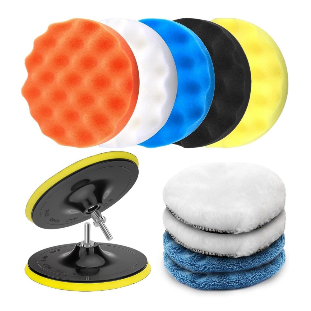 跨境5-7英寸海绵抛光垫套装漆面研磨抛光打蜡工具划痕修复海绵轮