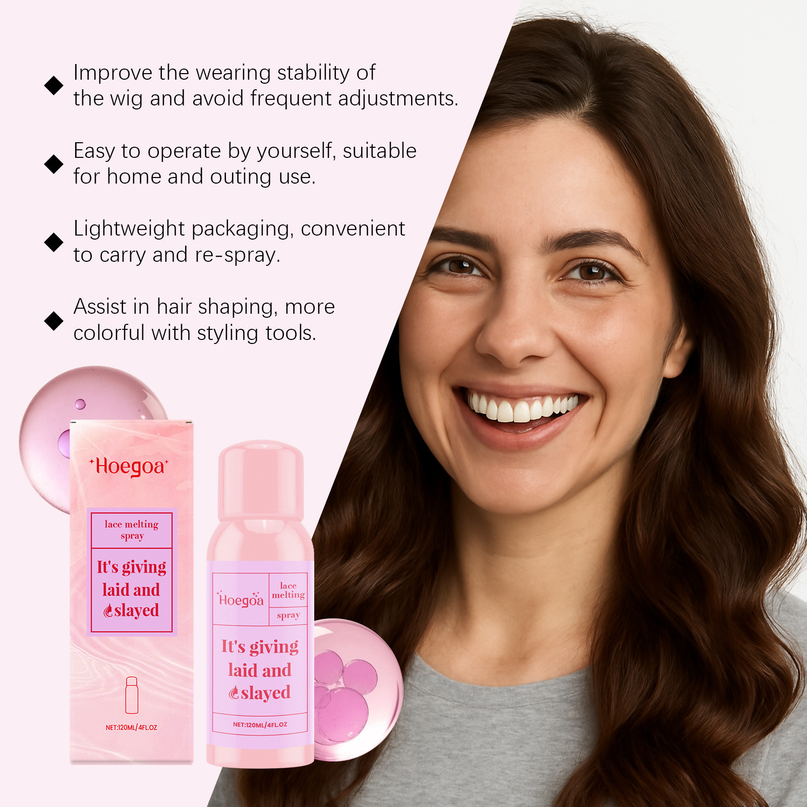 HOEGOA PERUKA ADHESIVE SPRAY PERUKA LACE STYLING INVISIBLE FIT LIGHT Fresh Care Spray