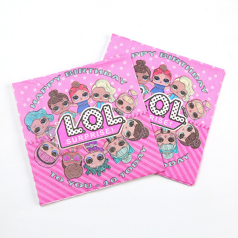 Colección de servilletas para fiestas de cumpleaños, suministros de disfraces para fiestas infantiles, 20 piezas de tela de papel impresa, decoración de fiesta con dibujos animados.