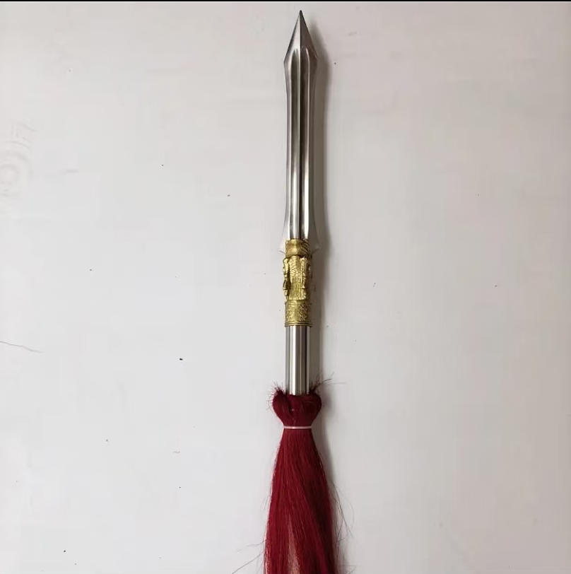 White waxwood folding red tassel spear, Overlord spear, two-section combination spear, unsharpened stainless steel spearhead, Zhao Zilong's weapon.