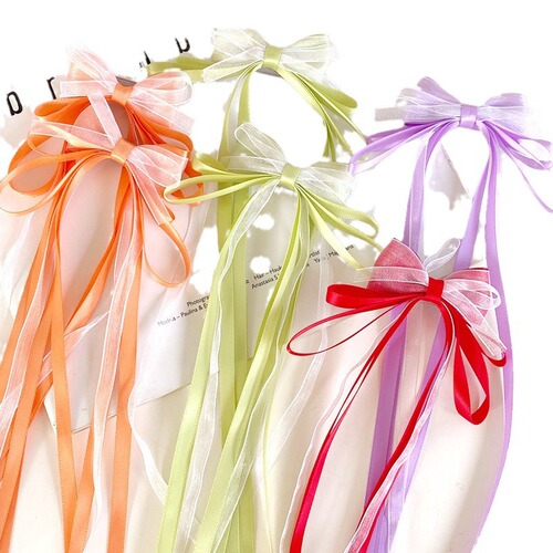 Hanfu headwear girls and children's hairbands girls' hair bow braided hairpins girls princess long ribbon hairpins hair accessories