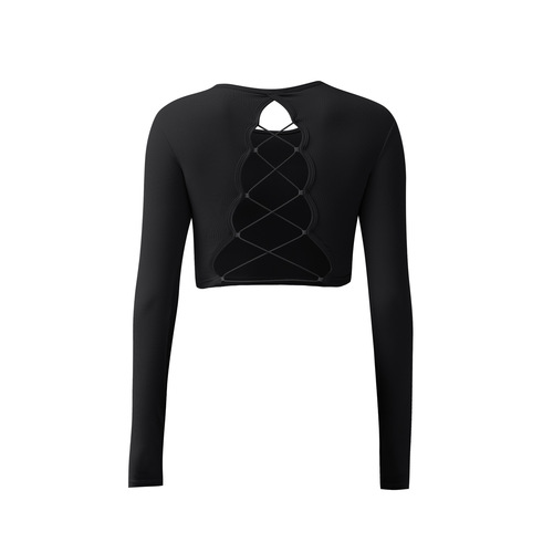 Hollow sexy backless fitness clothing sports tops yoga Pilates training clothing long sleeves with chest pads that can be worn outside
