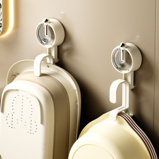 Light Luxury Suction Cup Washbasin Rack Hook Bathroom Basin Storage Rack Storage Rack Storage Rack for Toilet Hole-free Household Hanging Basin Footbasin