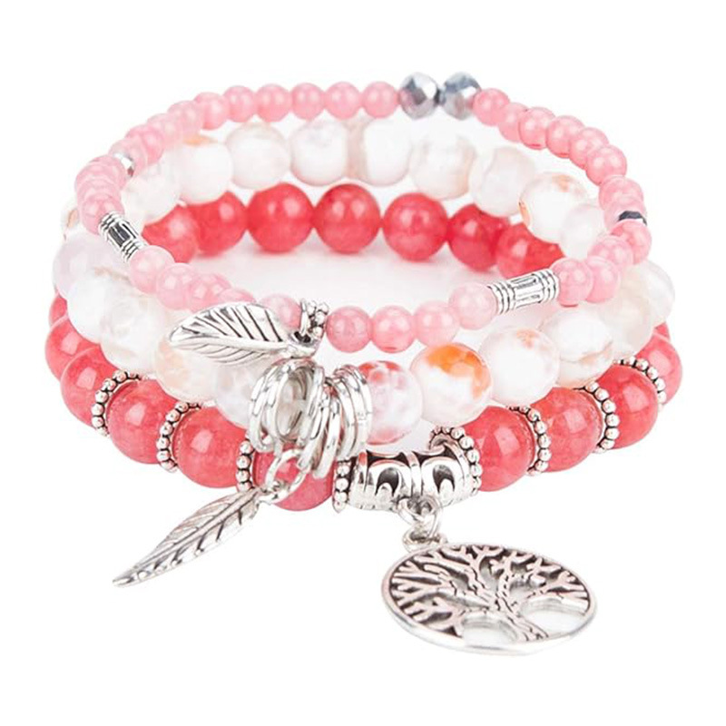 Bracelet arbre de vie plume avec pierres turquoise bohème_voghion.com