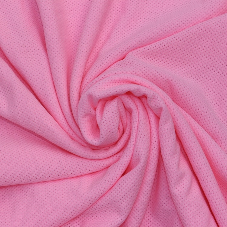 吸湿排汗荧光网眼布料针织纬编全涤无弹速干荧光染色菱形网眼布料