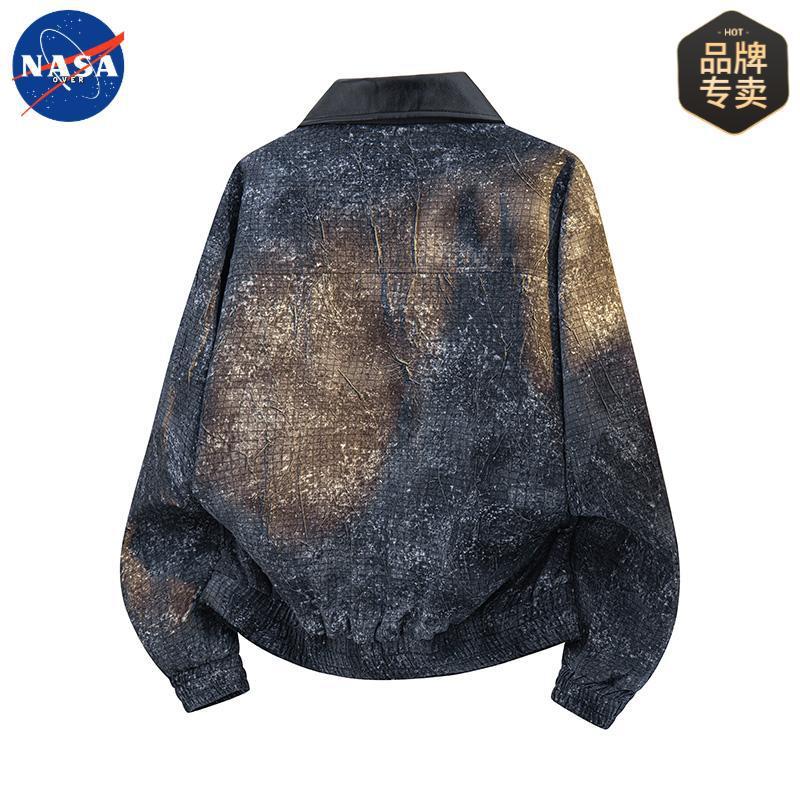 NASAOVER品牌巴恩风大码高定夹克男生高级感轻奢扎染工装翻领外套|undefined