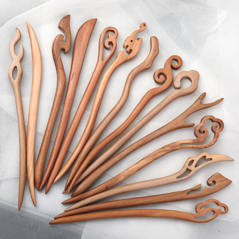 Peach Wood Pear Wood Hairpin Antique Style Hairpin Disc Wooden Hairpin Chinese Style Hairpin Hanfu Headwear Retro Hanfu Hair Accessories Women
