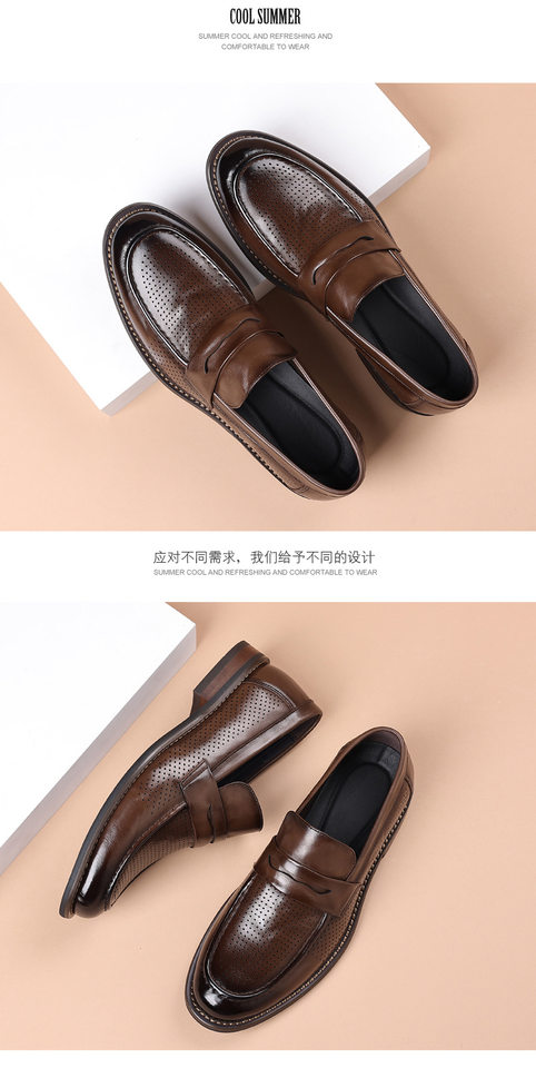 Sandal nam da bò lớp đầu khoét lỗ thoáng khí, đế bằng gỗ tự nhiên, kiểu lười — Sandal màu nâu, Sandal đen chi tiết 17