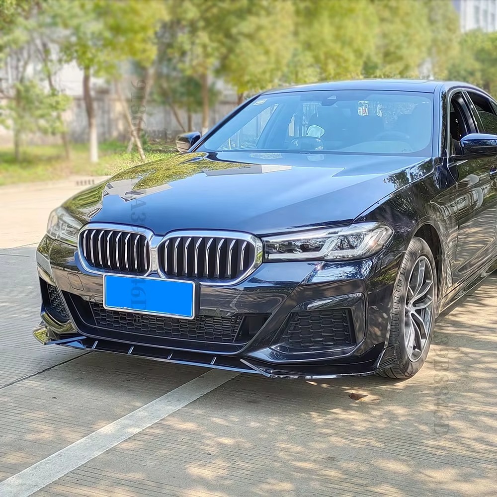 Bmw G30 Front Bumper Spoiler 5 Series Glossy Black Carbon Fiber Pattern Wind Blade Modified Front Splitter for 17-23 Models G30/G31