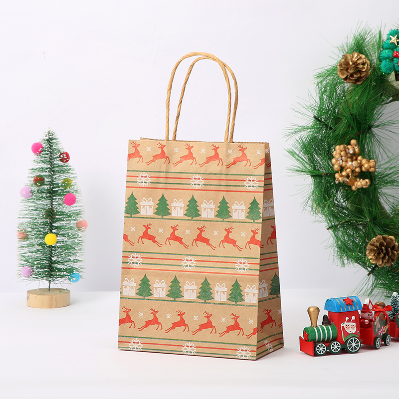 現物クリスマス礼袋クラフト紙包装袋卸売りはデパートのレジ袋を決めることができる|undefined