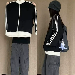 三条杠外套女早秋季2026新款今年流行正肩卫衣棒球服夹克韩系穿搭
