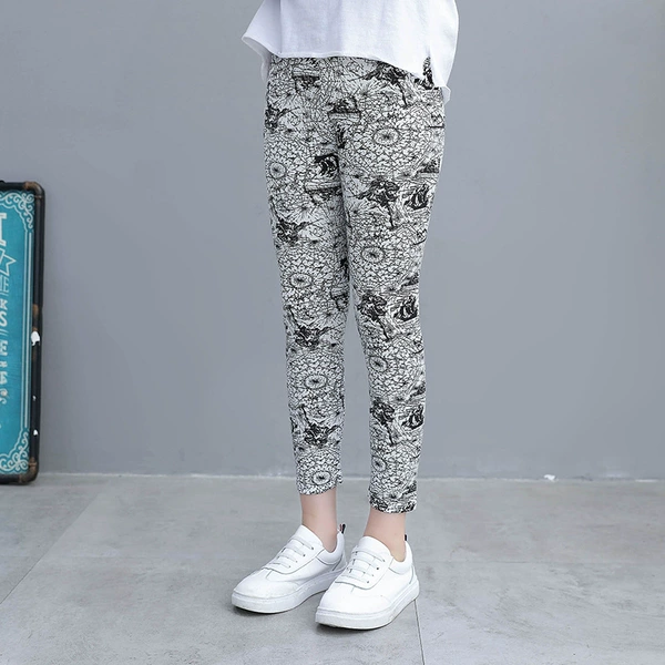 SY printed leggings black and white sailing boat