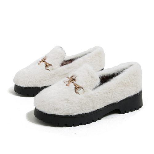 Grape Mama Studiolee~ Plush Thick Bean Shoes for Autumn/Winter Pregnant Women Anti-Slip Mom Shoes Thick Sole Fluffy Shoes for Women