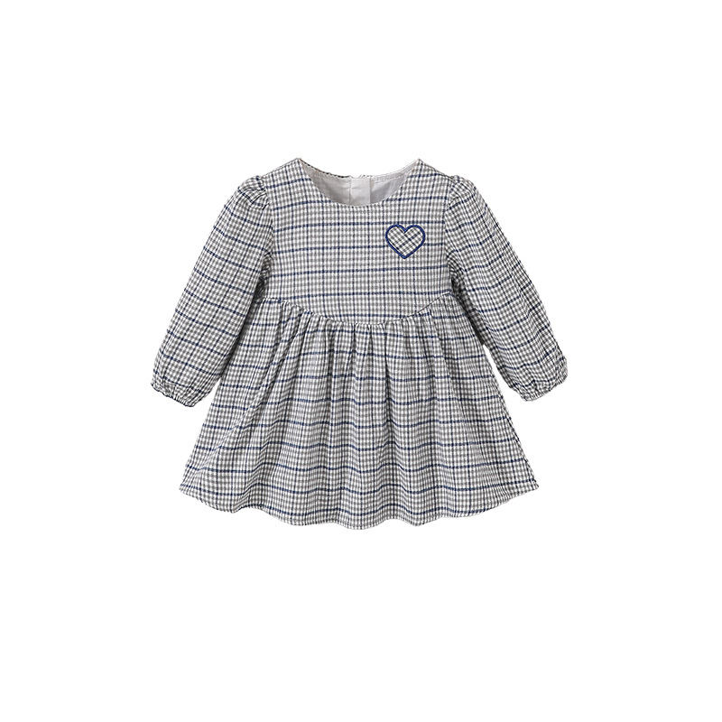 Girls' skirt Spring 2024 new cute girl baby dress top Korean plaid love children's skirt