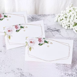 Writable Watercolor Floral Folding Card Cross-Border Wholesale Wedding Dinner Event Seat Decoration Card