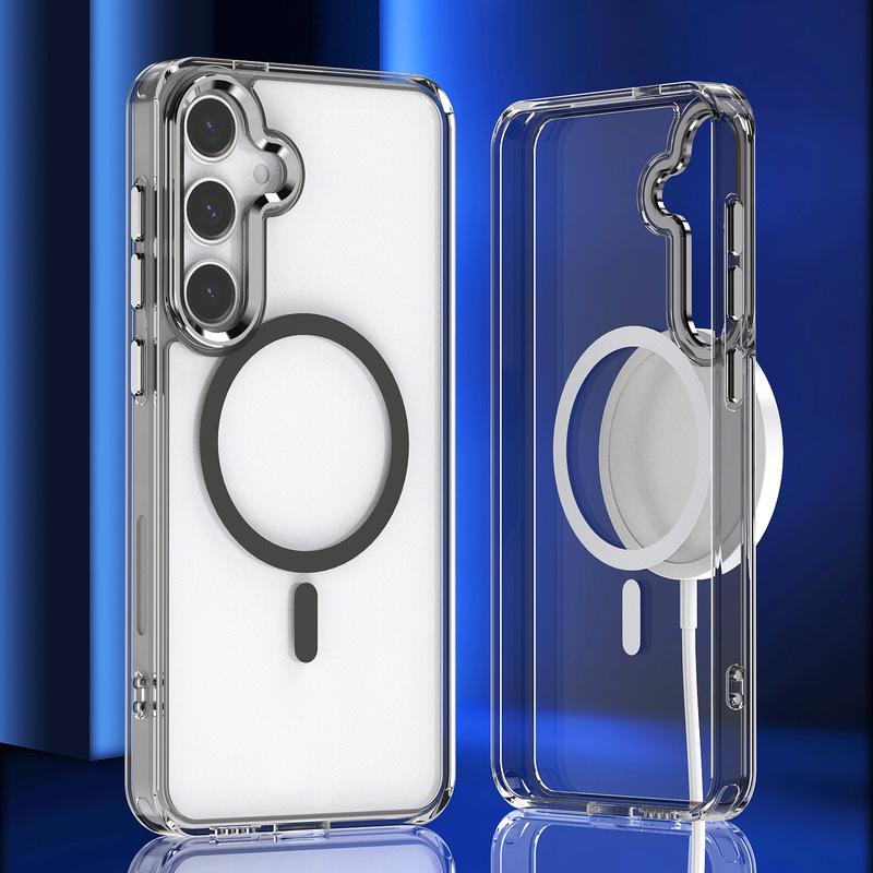Suitable for Samsung A57 Bright Magnetic Phone Case A37 Transparent A17 Full Cover A07 Anti-Fall A56 Protective Case A36