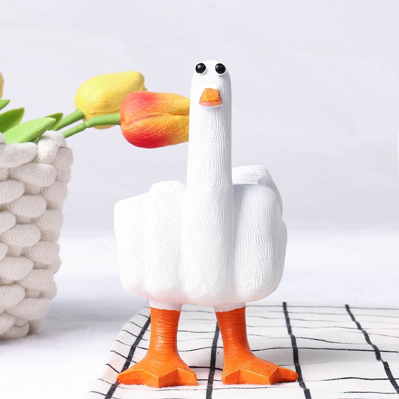 Duck You Creative Middle Finger Duck Decorations Fun Middle Finger Duck Statue Garden Resin Crafts Ornaments