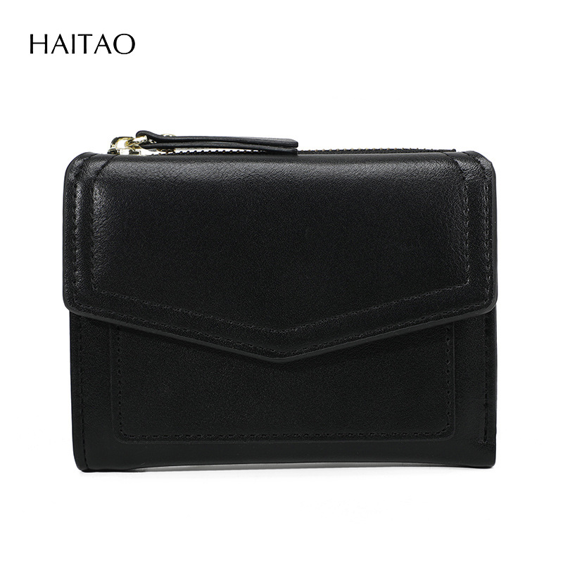 Cartera Corta para Mujer, Diseño Transfronterizo 2025, Color Sólido, Elegante y de Alta Gama, Fabricada en PU, con Cierre, Plegable, con Tarjetero, Pequeña