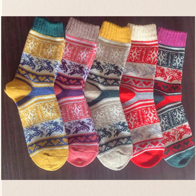 Women's Wool Socks, Crew Socks, Thick Winter Socks, Winter Gifts, Warm Wool Socks, Thick Socks, Various Styles, Cross-Border Supply