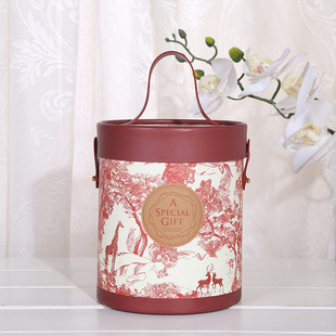 Illustration Hand-painted Hug Bucket Chinese Style Chinese Style Wedding Hand Gift Box Portable Round Candy Box