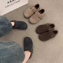 网红勃肯鞋女2025新款春夏加绒鞋子日系复古平底软底孕妇单鞋