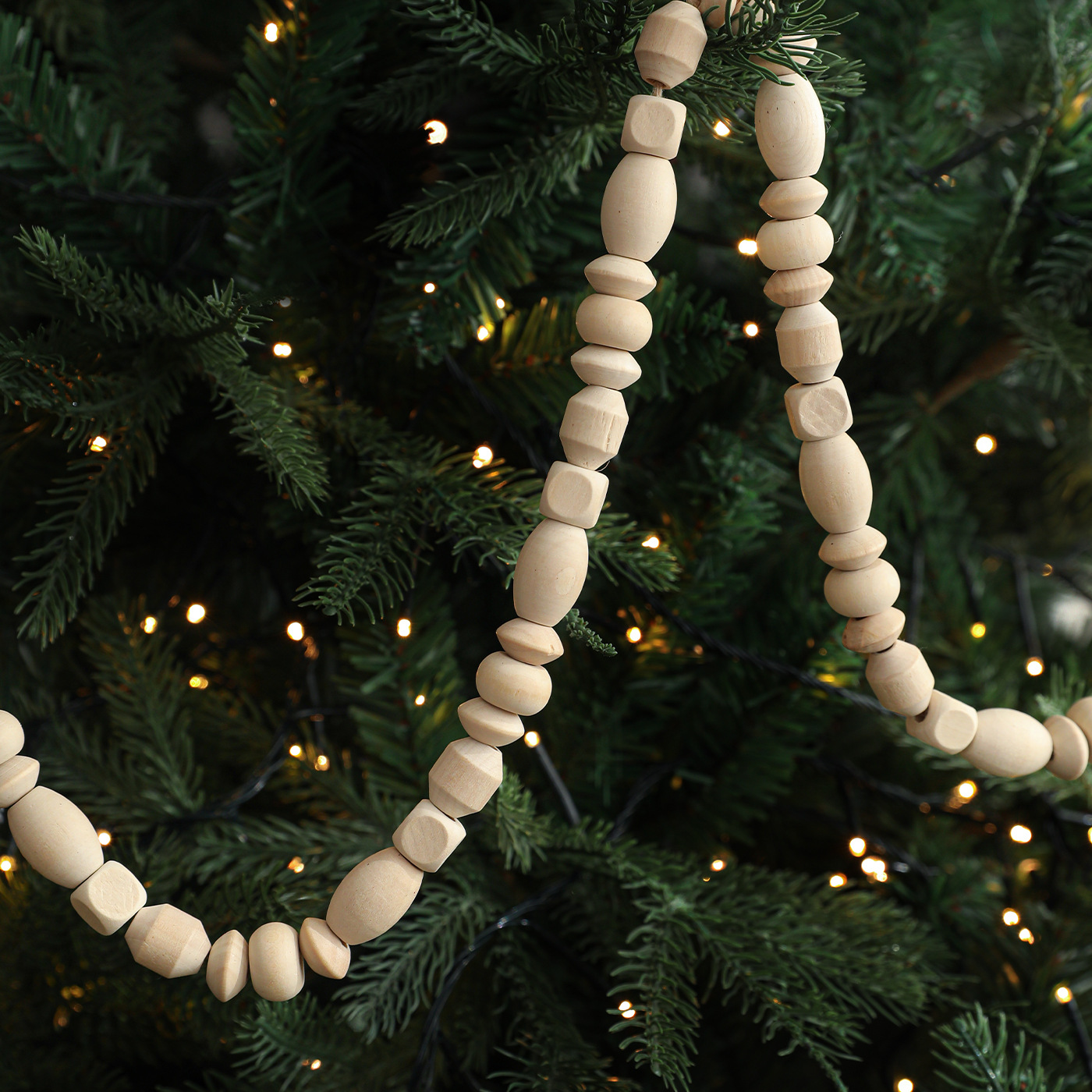 Cuentas de madera transfronterizas cuentas de madera decoración chimenea guirlandas de cuentas de madera cuentas de Navidad decoración del árbol de Navidad