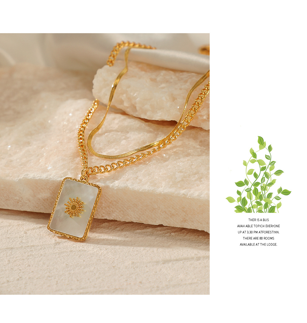 Fashion Square Stainless Steel Plating Shell Pendant Necklace