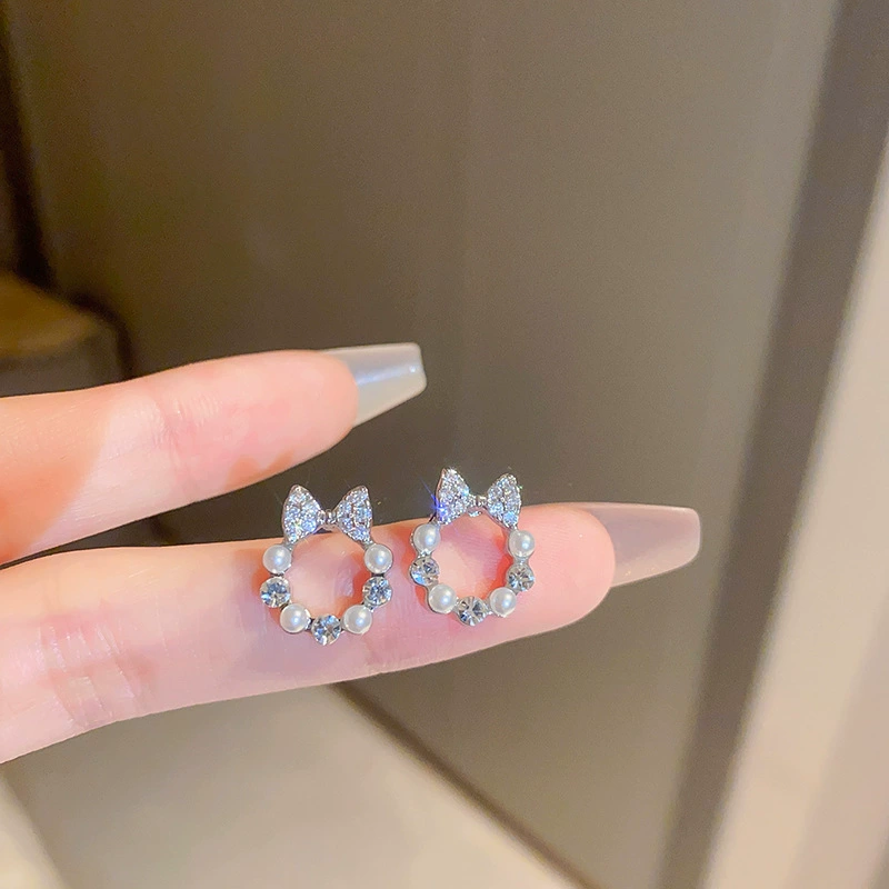 Серебряная игла, цирконы, модные универсальные серьги из жемчуга, стиль высокого качества, стиль «легкая роскошь», оптовая закупка