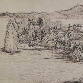 石涛 搜尽奇峰打草稿图卷 绘画 山水国画长卷 图片素材微喷复制品