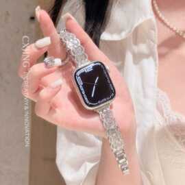 适用vivo watch gt2手表带铜材质watch5蕾丝花边珍珠IQOO GT女生