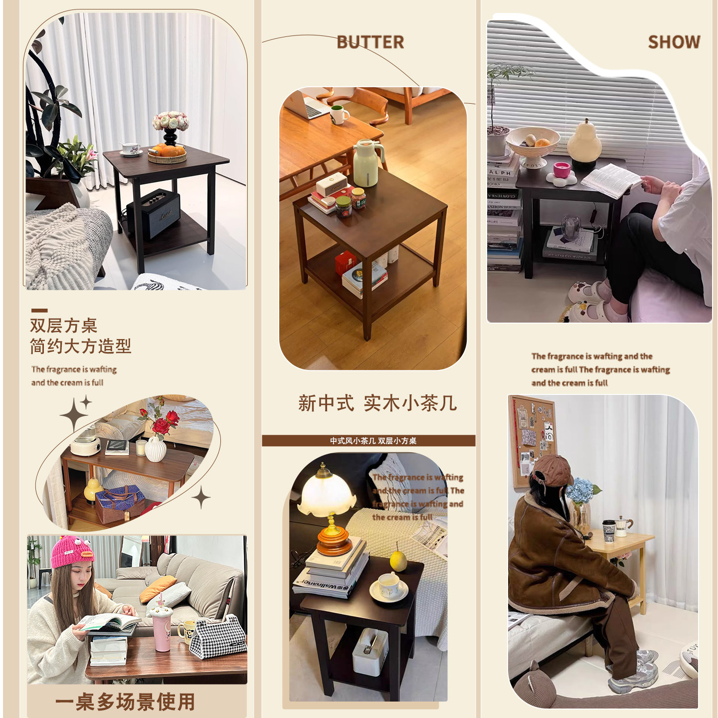 Mesa de té personalizada estante de madera sólida sala de estar sofá mesa de escritorio simple dormitorio mesas de cabezal de cama mesa de almacenamiento multifuncional