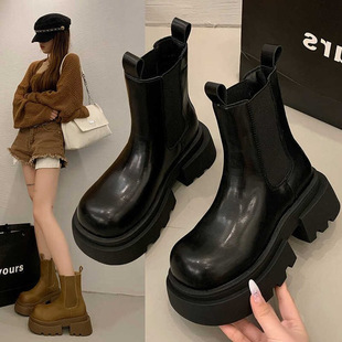Cowhide Version ~ Inner Height Increase Retro Boots Women's 2024 Fall/Winter Western Martin Boots Round Head Short Barrel Birkenstocks Heap Boots