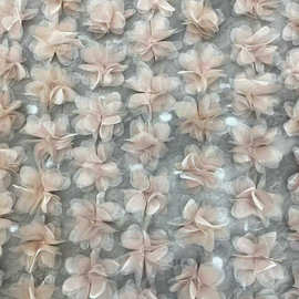 网纱立体花朵网布花边童装礼服连衣裙面料3D mesh lace fabric