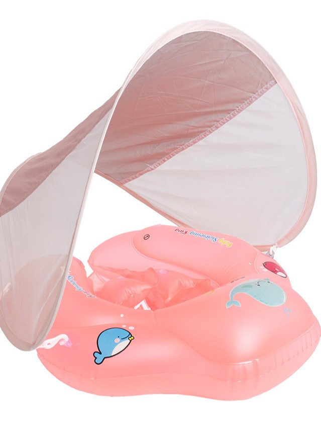 Flotador de natación transfronterizo en stock para bebés de 0 a 8 meses, flotador antivuelco, flotador inflable con parasol engrosado.