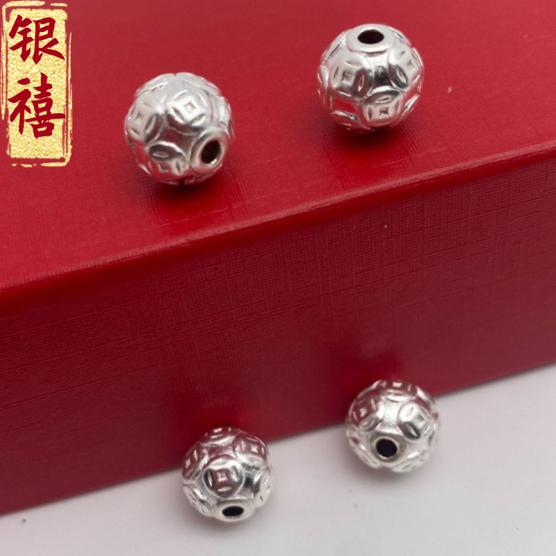 S999 sterling silver transfer beads money beads 3d hard silver plated Passepartout diy beaded jewelry material accessories wholesale S999 sterling silver transfer beads money beads 3d hard silver plated Passepartout diy beaded jewelry material accessories wholesale