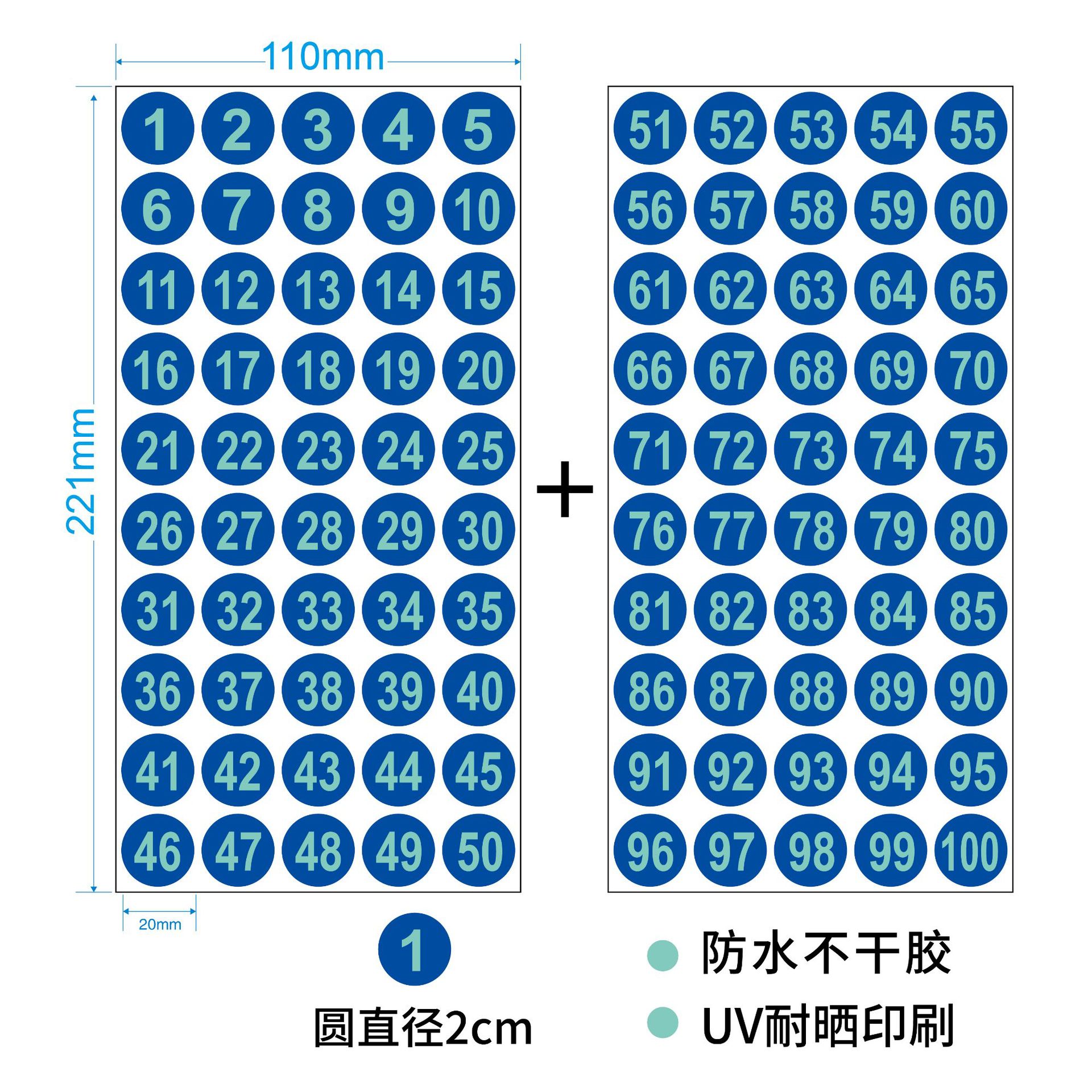 Blue waterproof digital stickers, (Physicals)
