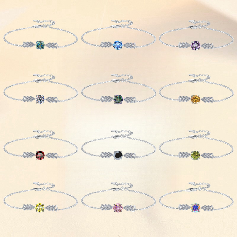 925 sterling silver bracelet 1 karat colored zircon moissanite hand jewelry angel wings all-match fashion jewelry wholesale